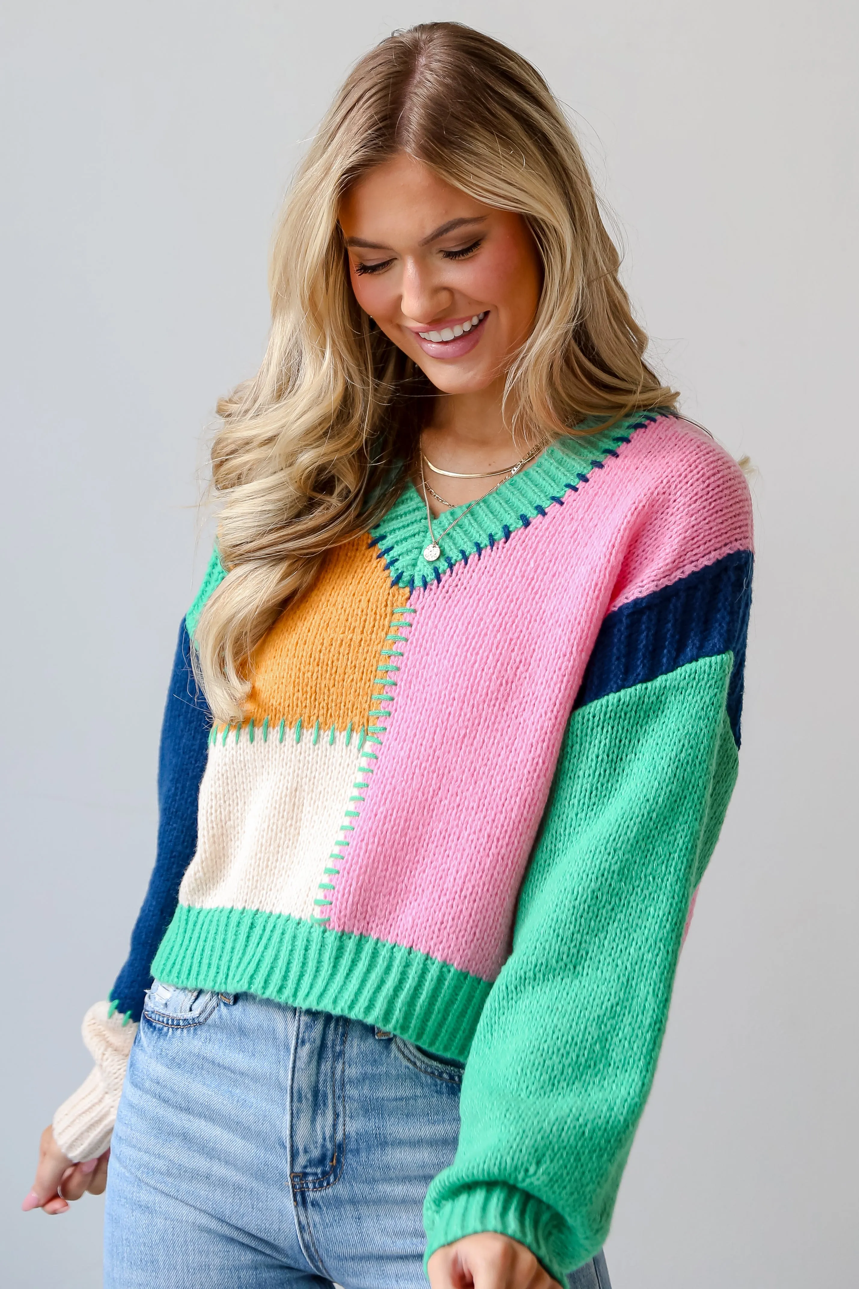 FINAL SALE - Cherished Coziness Color Block Sweater