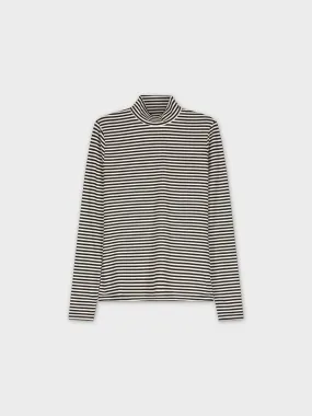 Fine Striped Turtleneck-Black/White