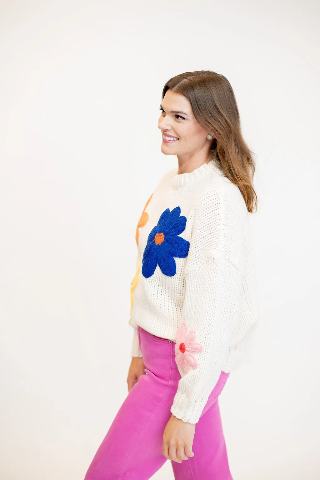 Flower Point Sweater - Cream