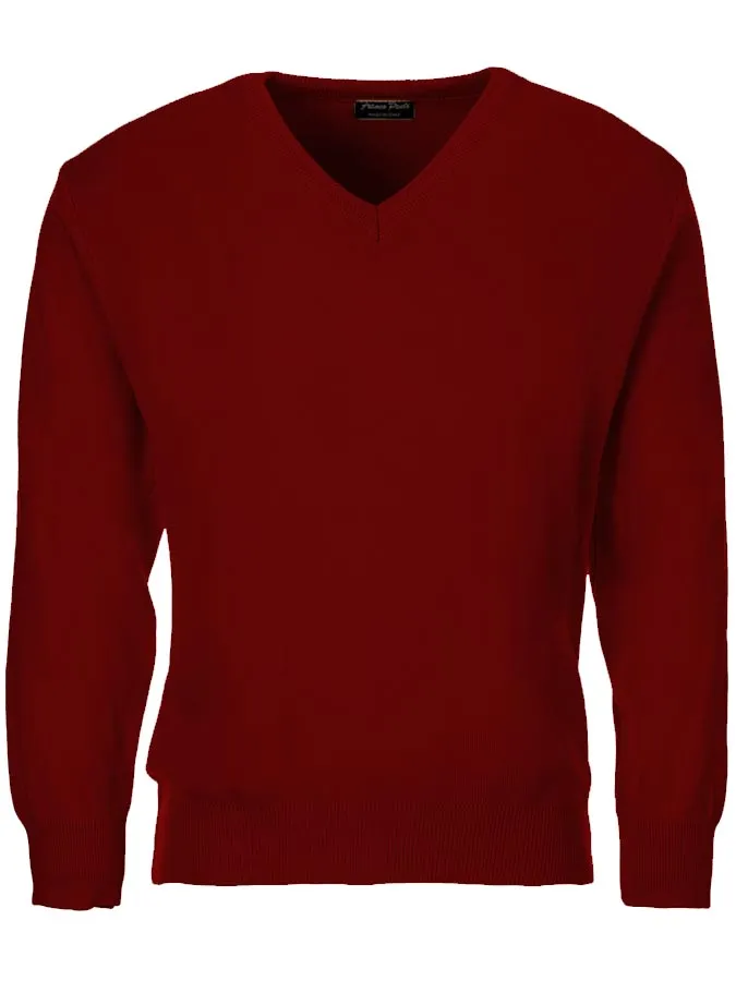 FRANCO PONTI V-Neck - Mens Italian Merino Wool Blend - Burgundy