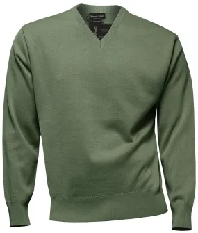 FRANCO PONTI V-Neck - Mens Italian Merino Wool Blend - Sage