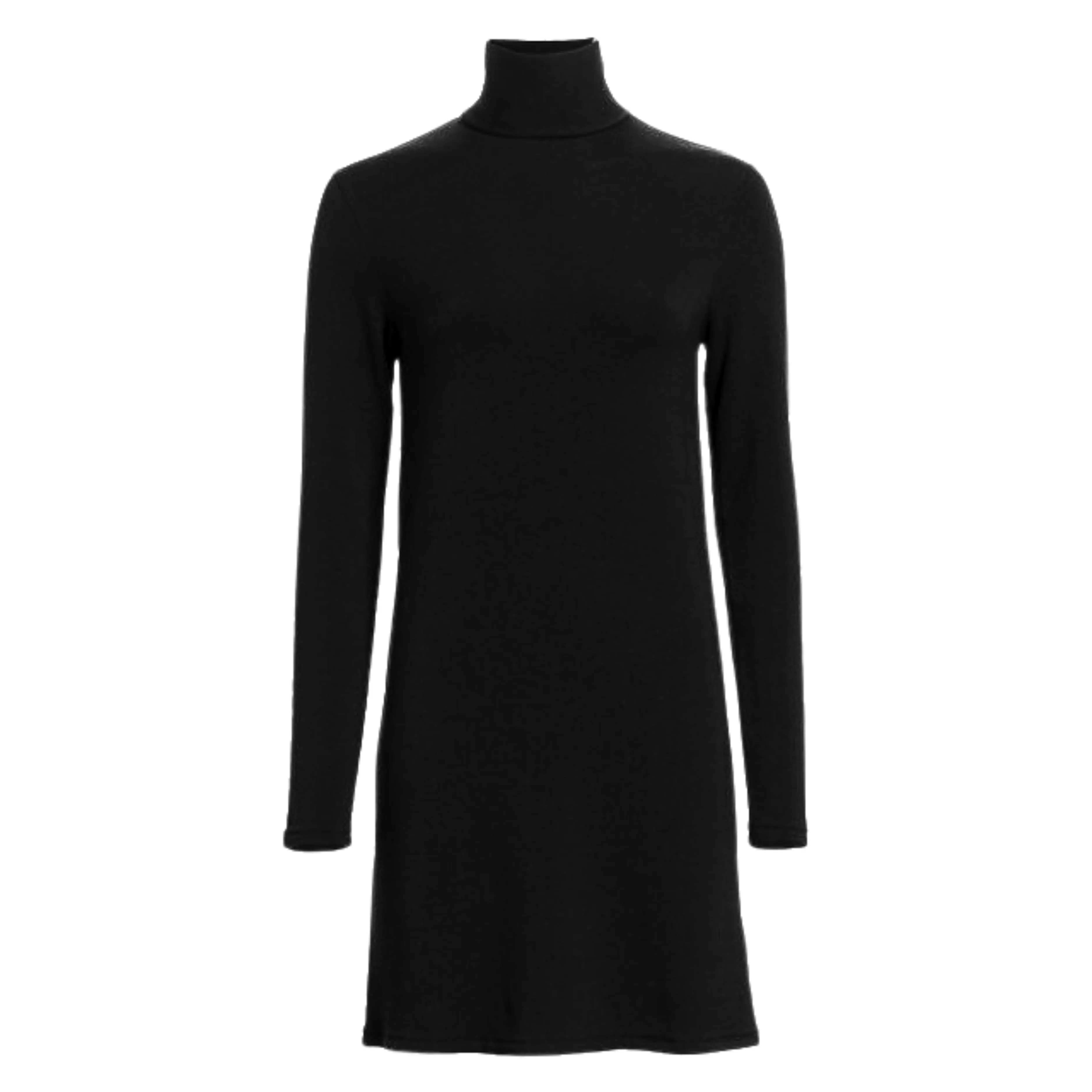 French Terry Turtle Neck Dress - Black