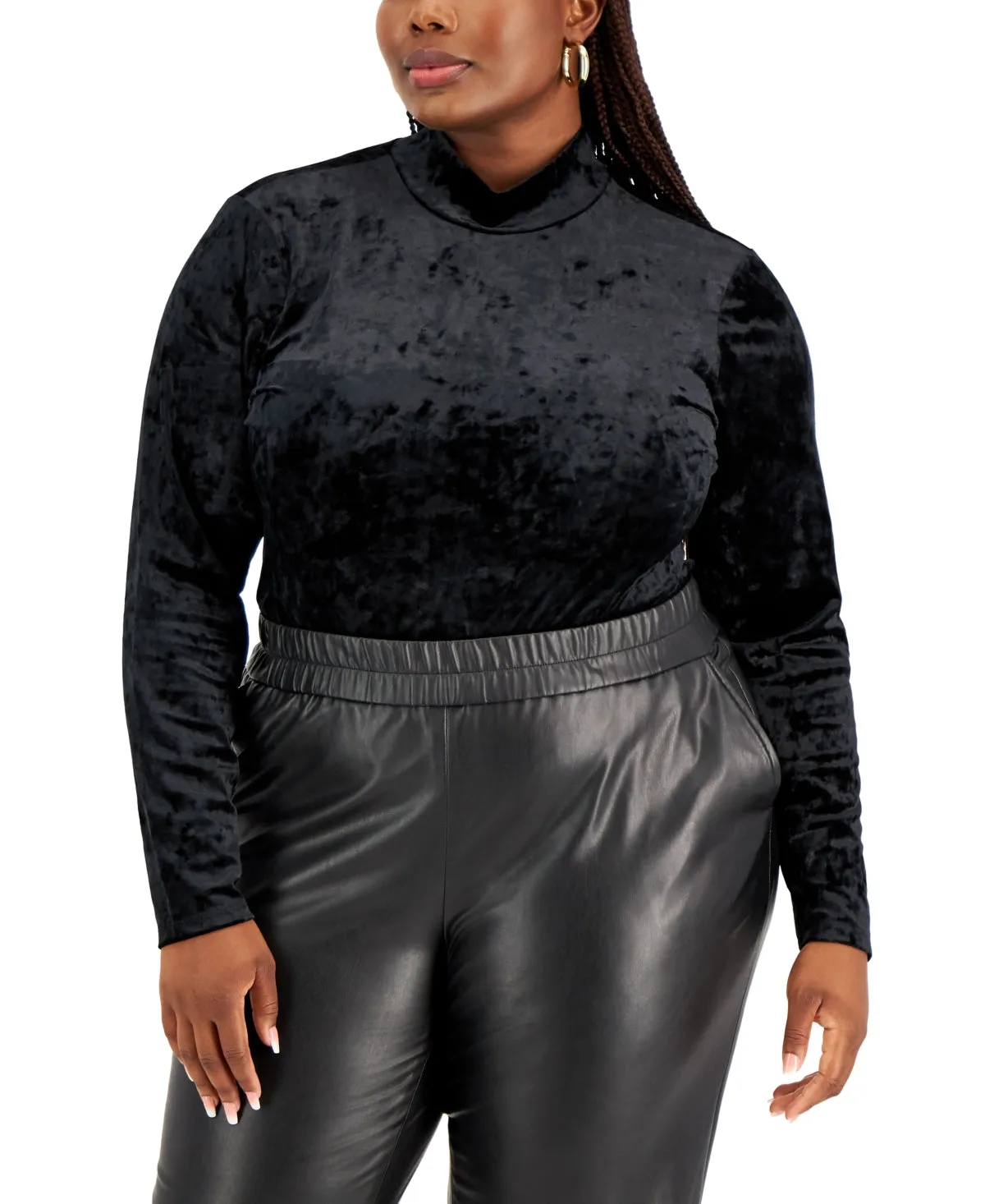 Full Circle Trends Trendy Plus Size Crushed Velvet Bodysuit