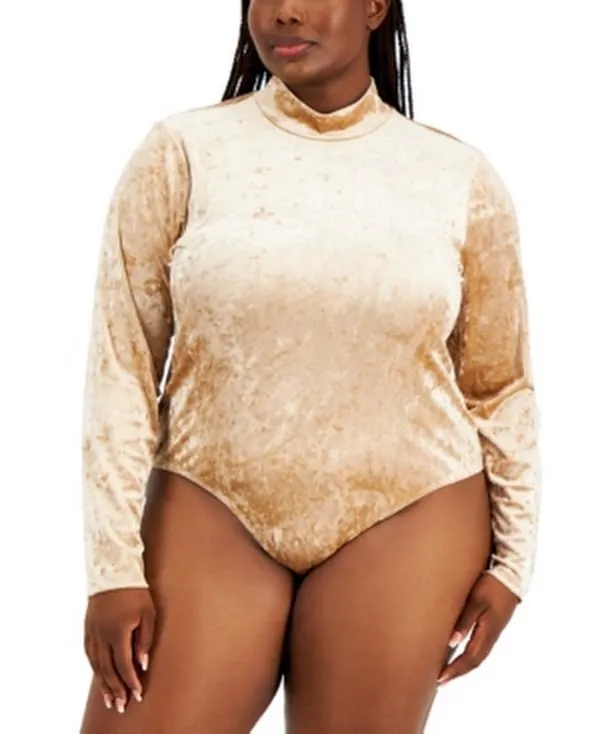 Full Circle Trends Trendy Plus Size Crushed Velvet Bodysuit