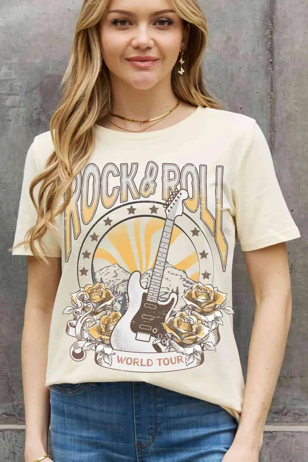 Full Size ROCK & ROLL Graphic Cotton Tee