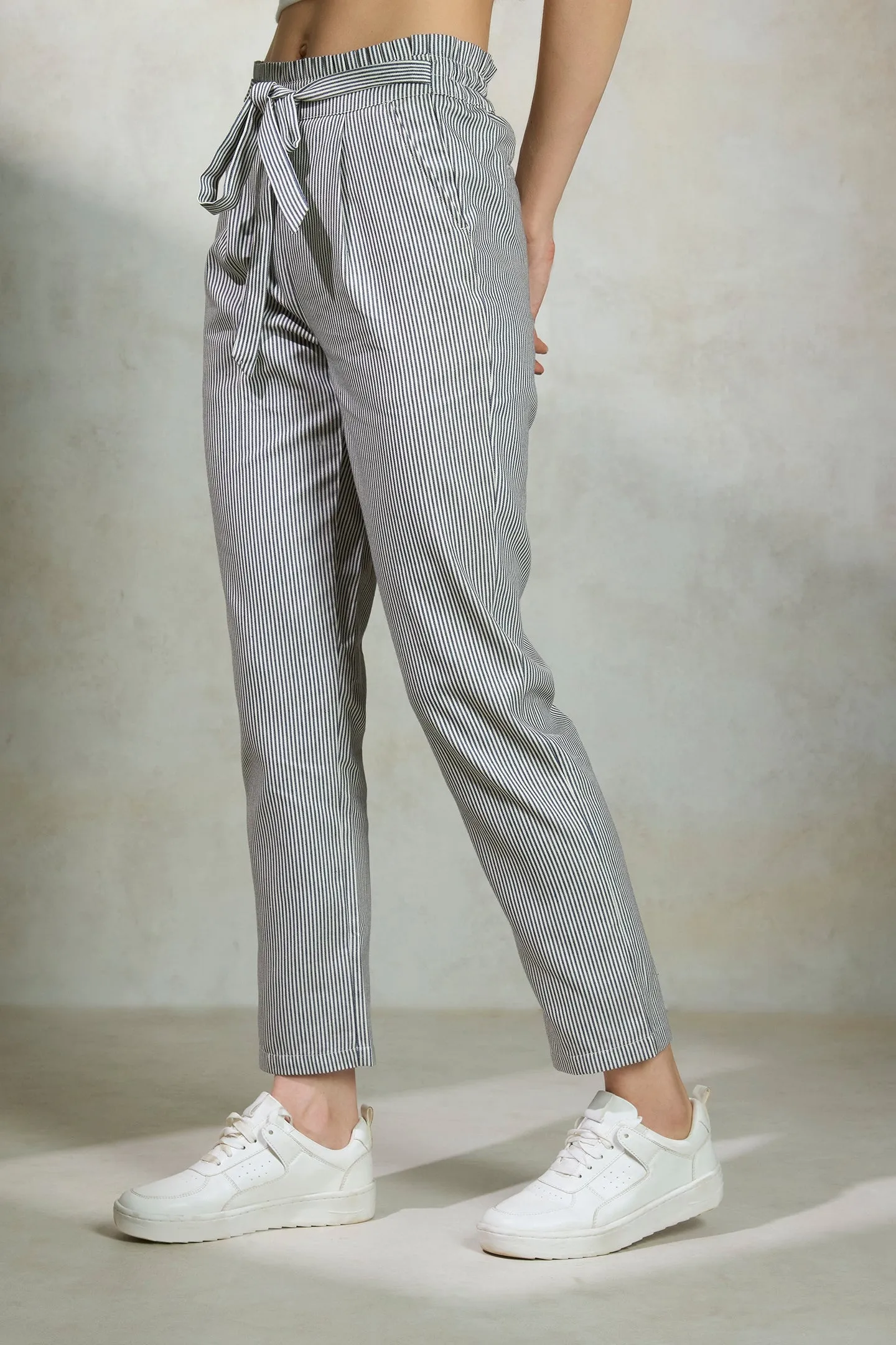 Geri|Striped Cotton Trousers