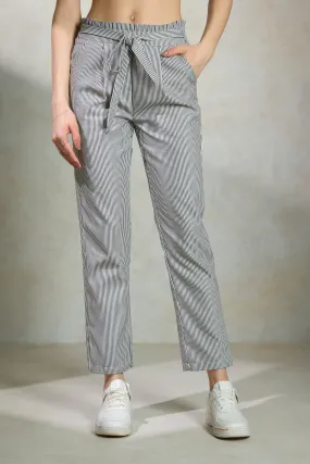 Geri|Striped Cotton Trousers