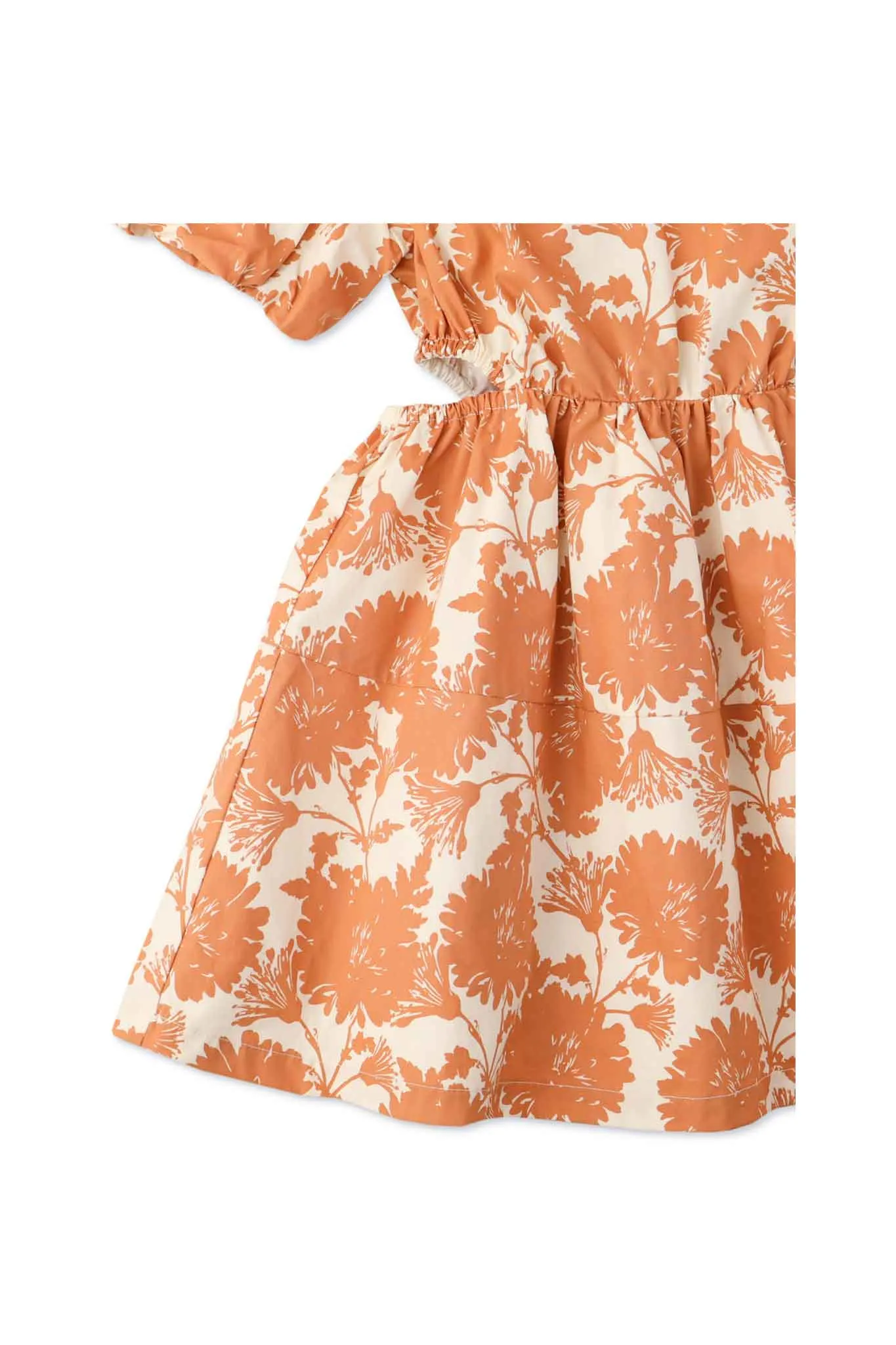 Gingersnaps Printed Dress with Puff Sleeves and Side Peek-A- Boo