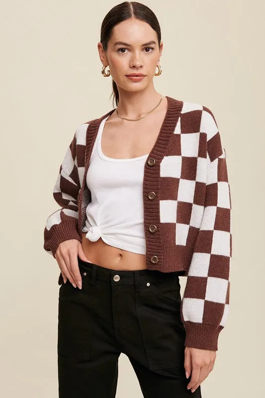 Gingham Bliss Long Sleeve Cropped Cardigan - 3 Colors