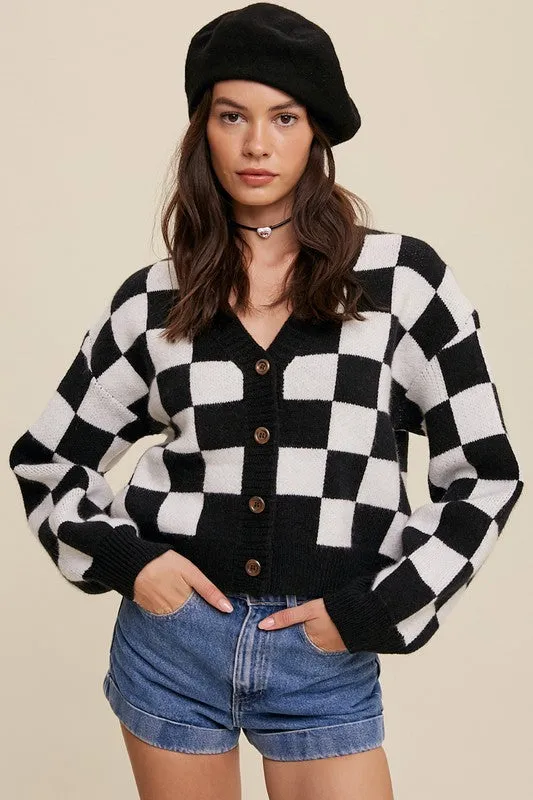 Gingham Bliss Long Sleeve Cropped Cardigan - 3 Colors