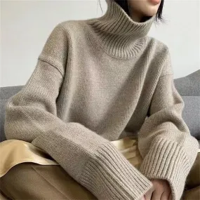 Girlary-shop fall outfits 2024 Knitwear Women's Turtleneck Pullover Women's New Loose Lazy Style Slimming Solid Color Bottoming Shirt Top Women's