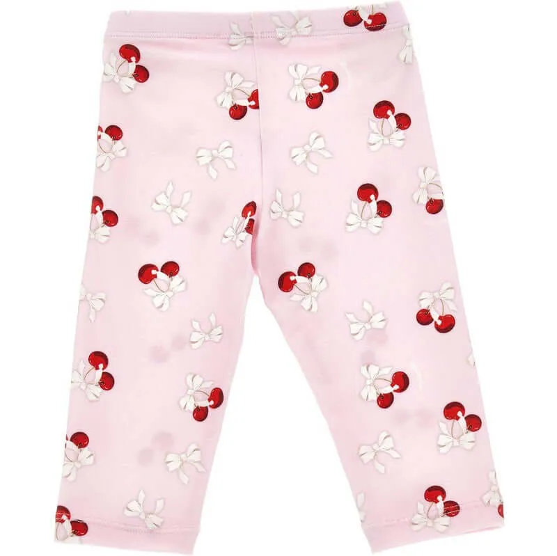 Girls Pink Cherry Leggings