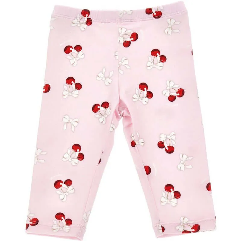 Girls Pink Cherry Leggings