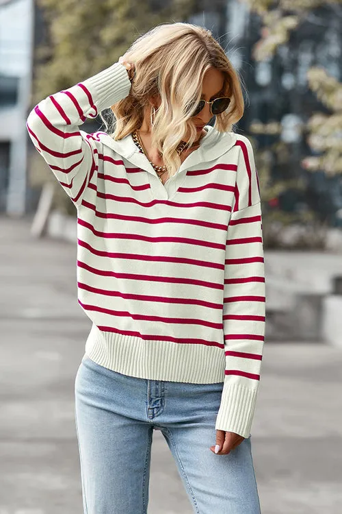 Give You Joy Striped Long Sleeve Knit Sweater - 4 Colors