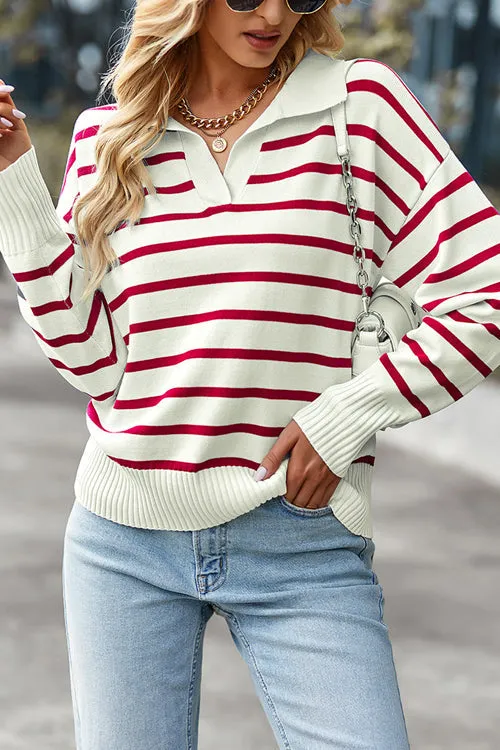 Give You Joy Striped Long Sleeve Knit Sweater - 4 Colors