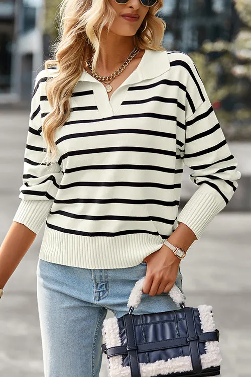 Give You Joy Striped Long Sleeve Knit Sweater - 4 Colors