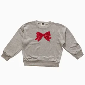 Gold and Red Sequin Sparkle Bow Sweatshirt