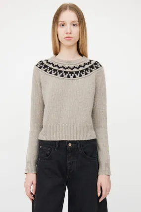 Grey & Black Cashmere Fair Isle Sweater