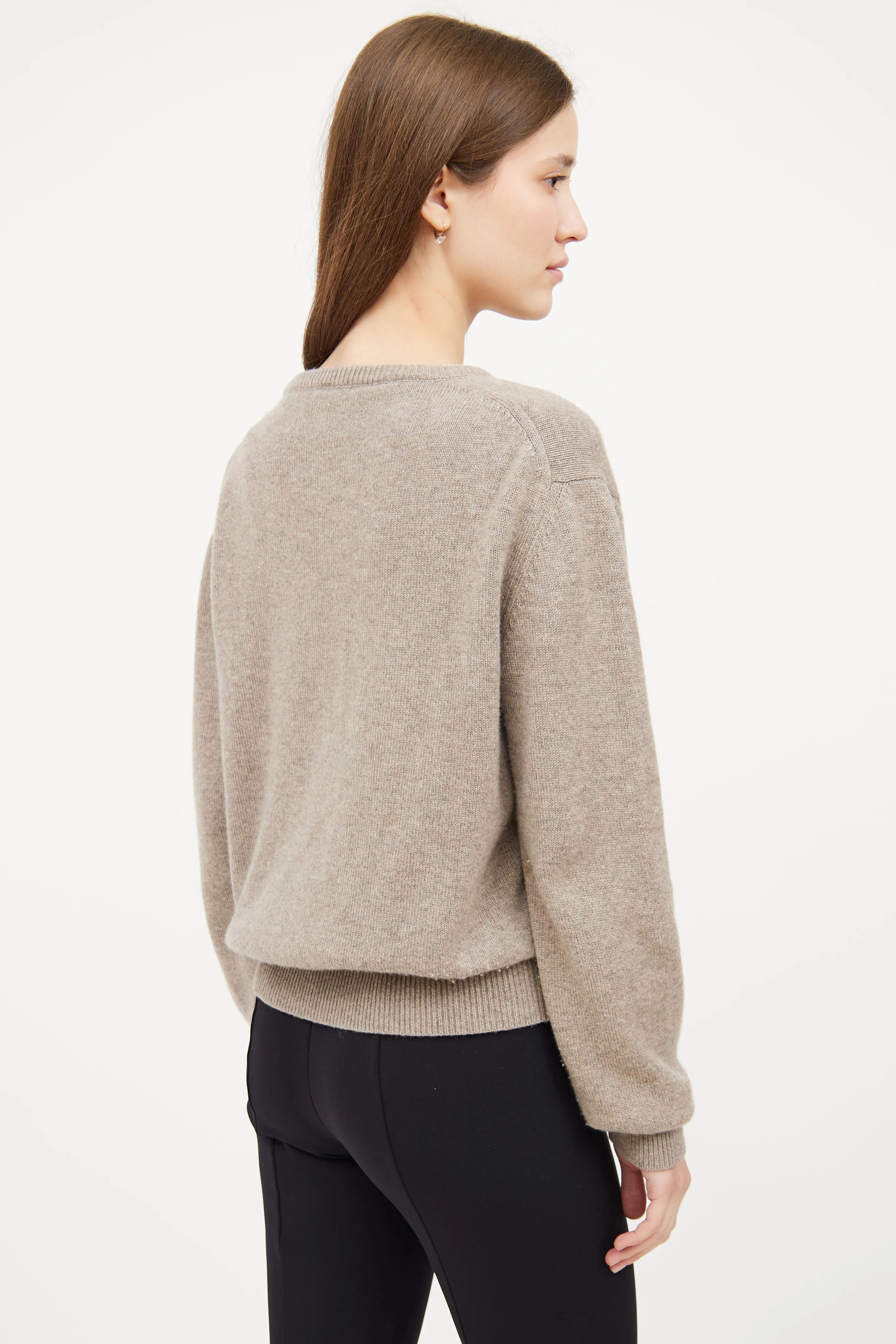 Grey Cashmere Knit Crop Sweater