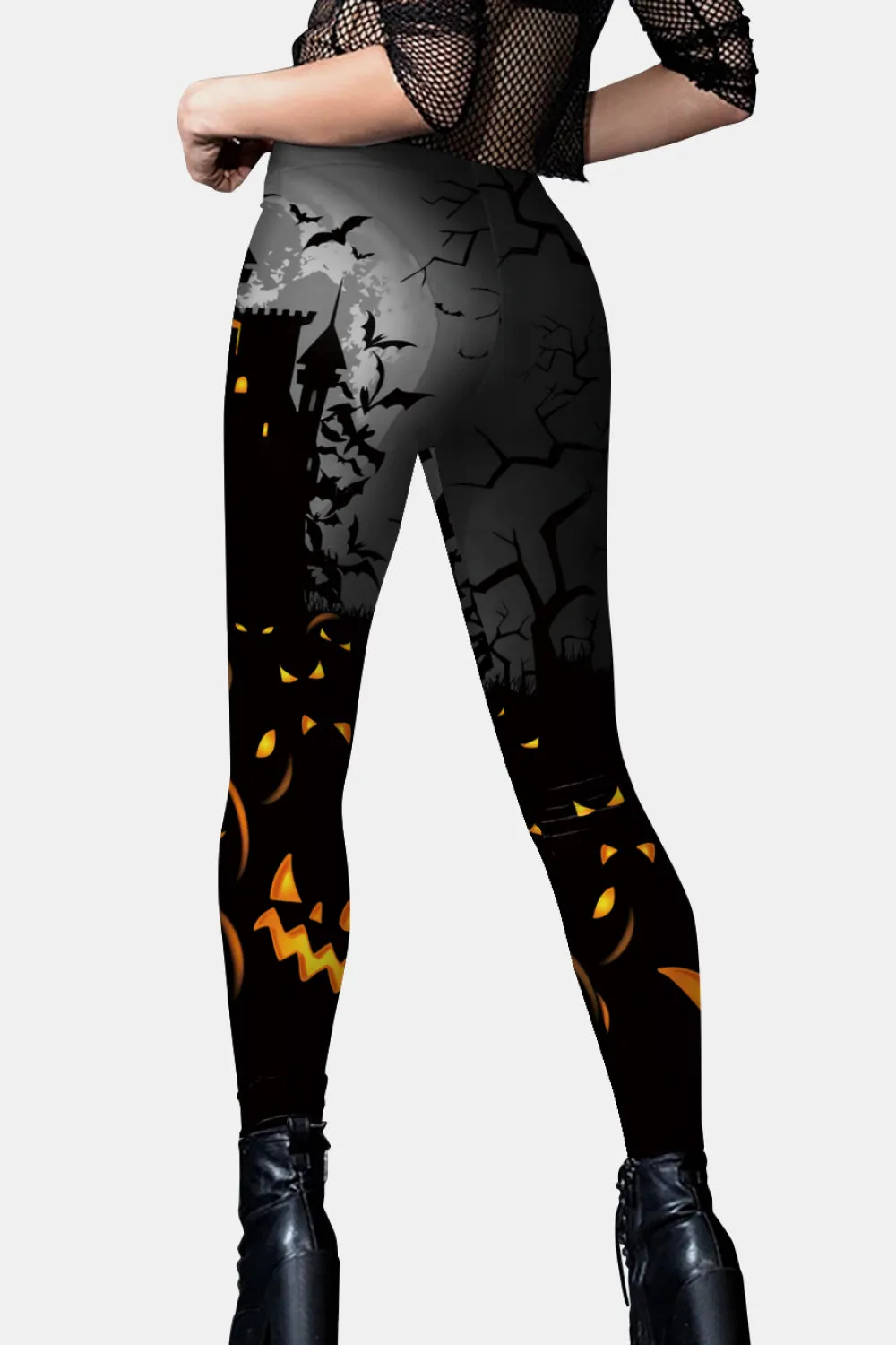 Halloween Elastic Waistband Leggings in Red