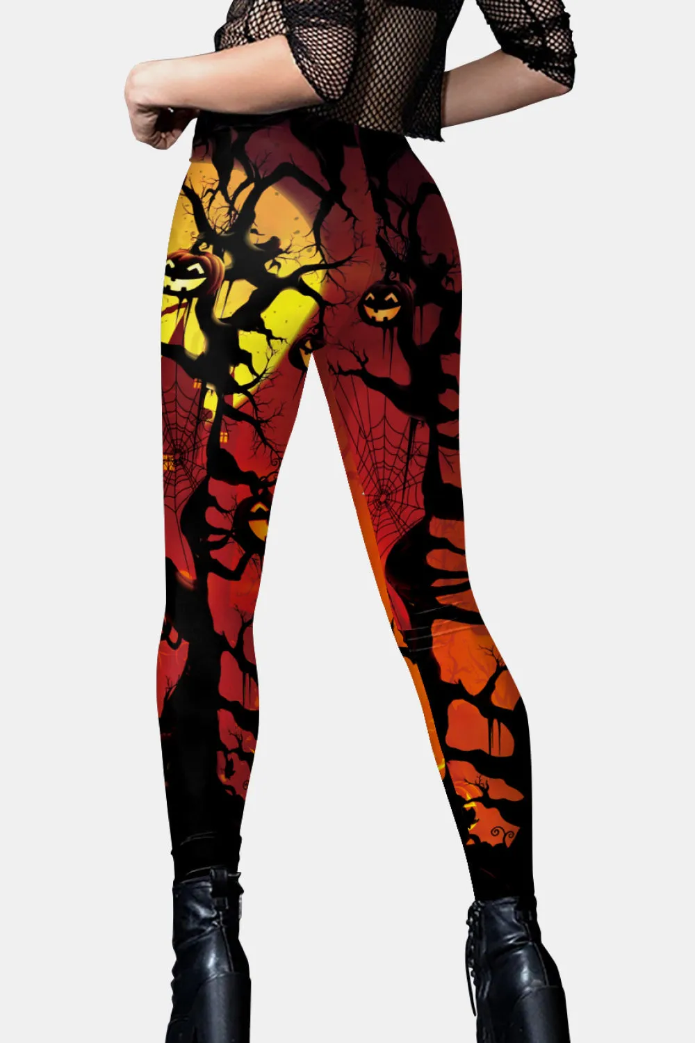 Halloween Elastic Waistband Leggings in Red