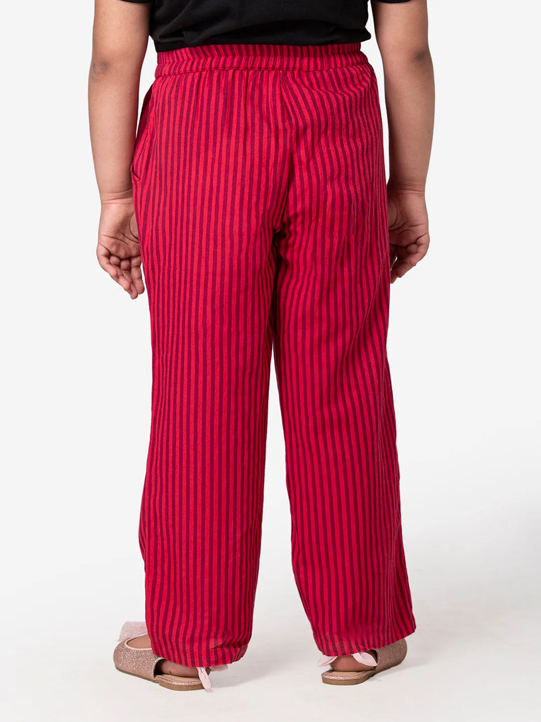 Hoop Hippo Kids Maroon Striped Straight Pant