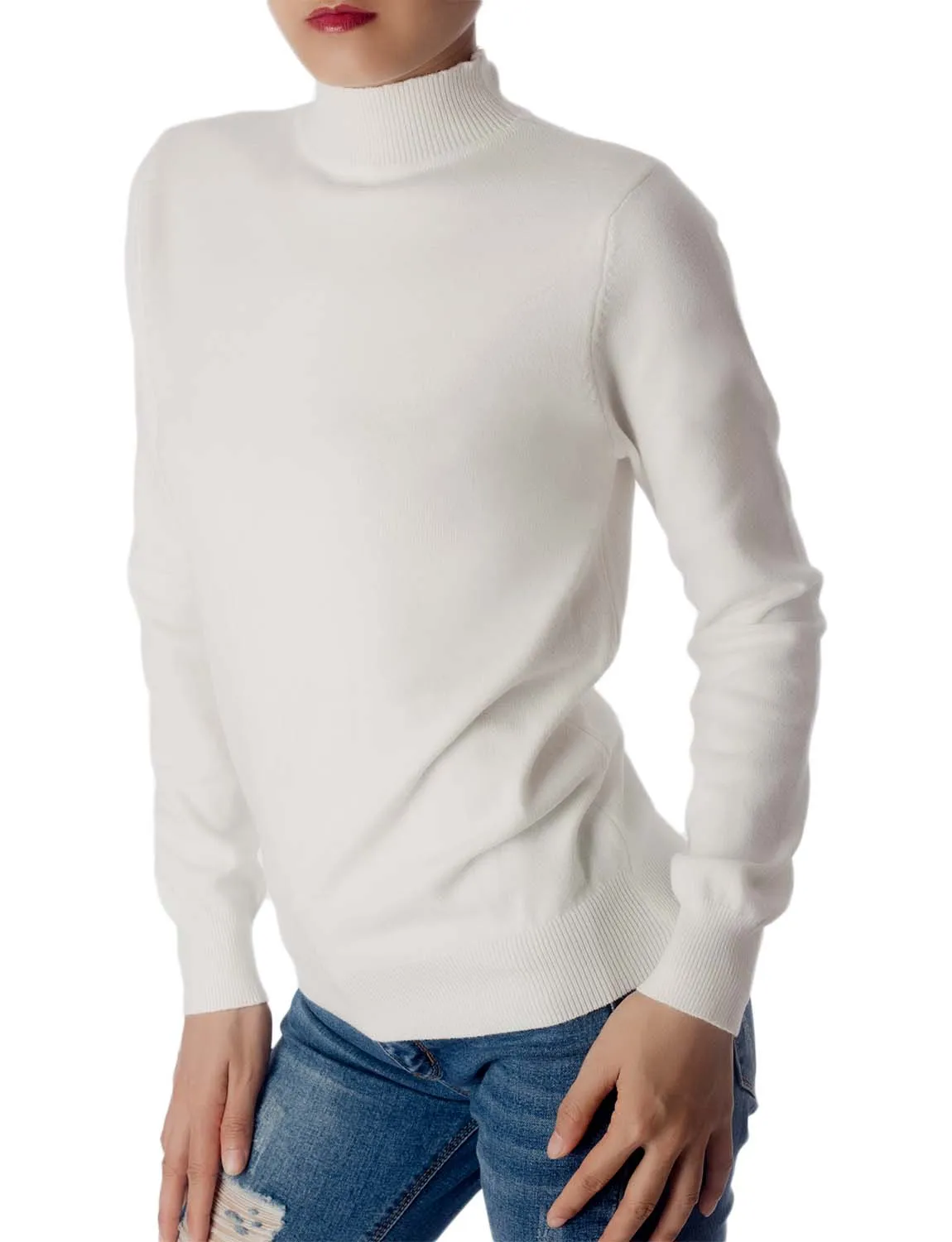 iB-iP Women's Turtleneck Jumpers Long Sleeve Knitwear Tops Pullover Sweater