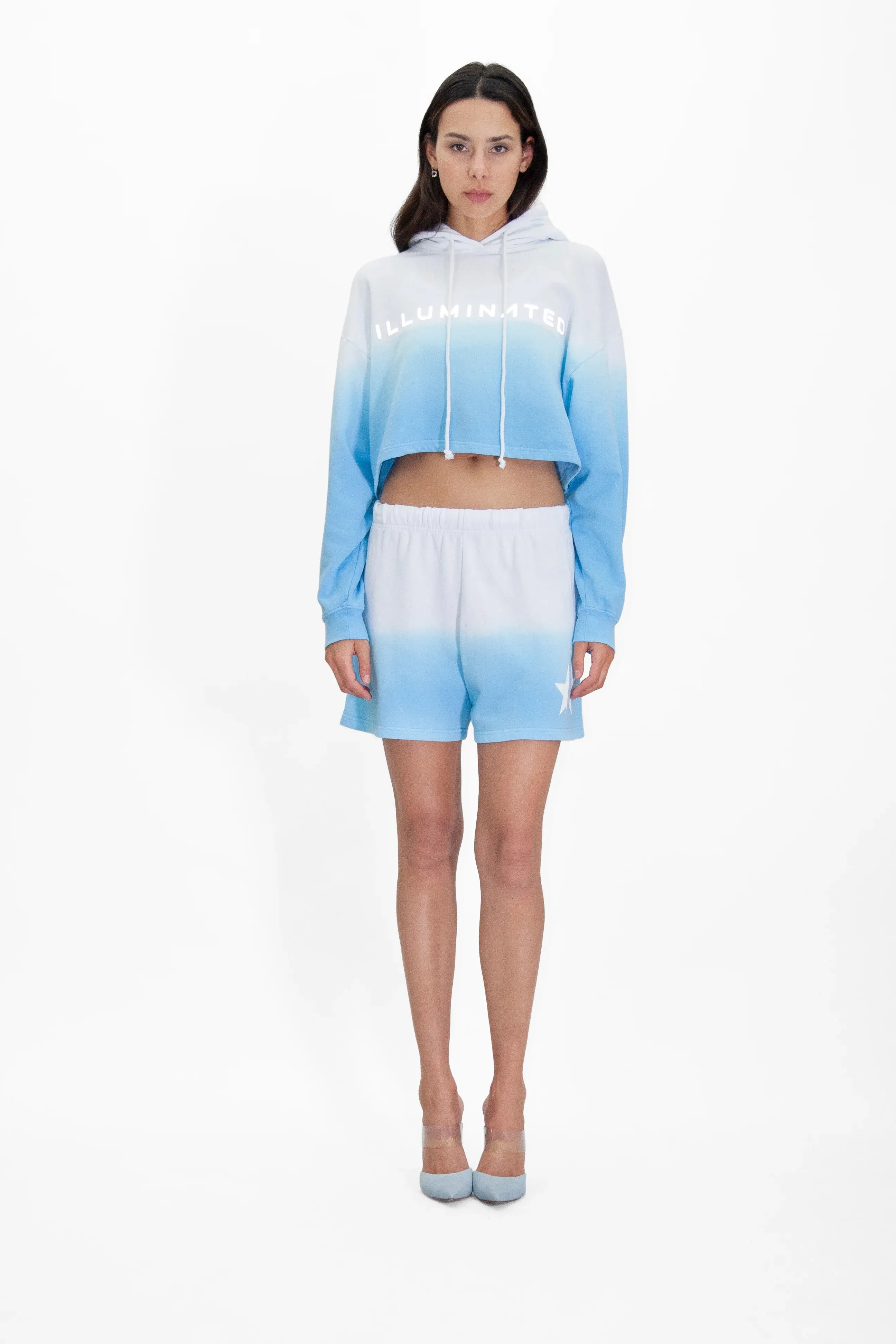 Illuminated Cropped Hoodie in Atmosphere