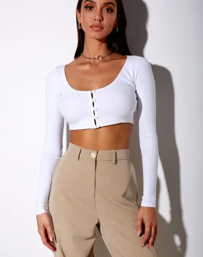 Ineke Crop Top in Rib White