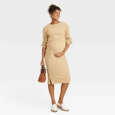 Isabel Maternity by Ingrid & Isabel Ribbed Maternity Crop Top and Midi Skirt Set