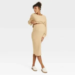 Isabel Maternity by Ingrid & Isabel Ribbed Maternity Crop Top and Midi Skirt Set