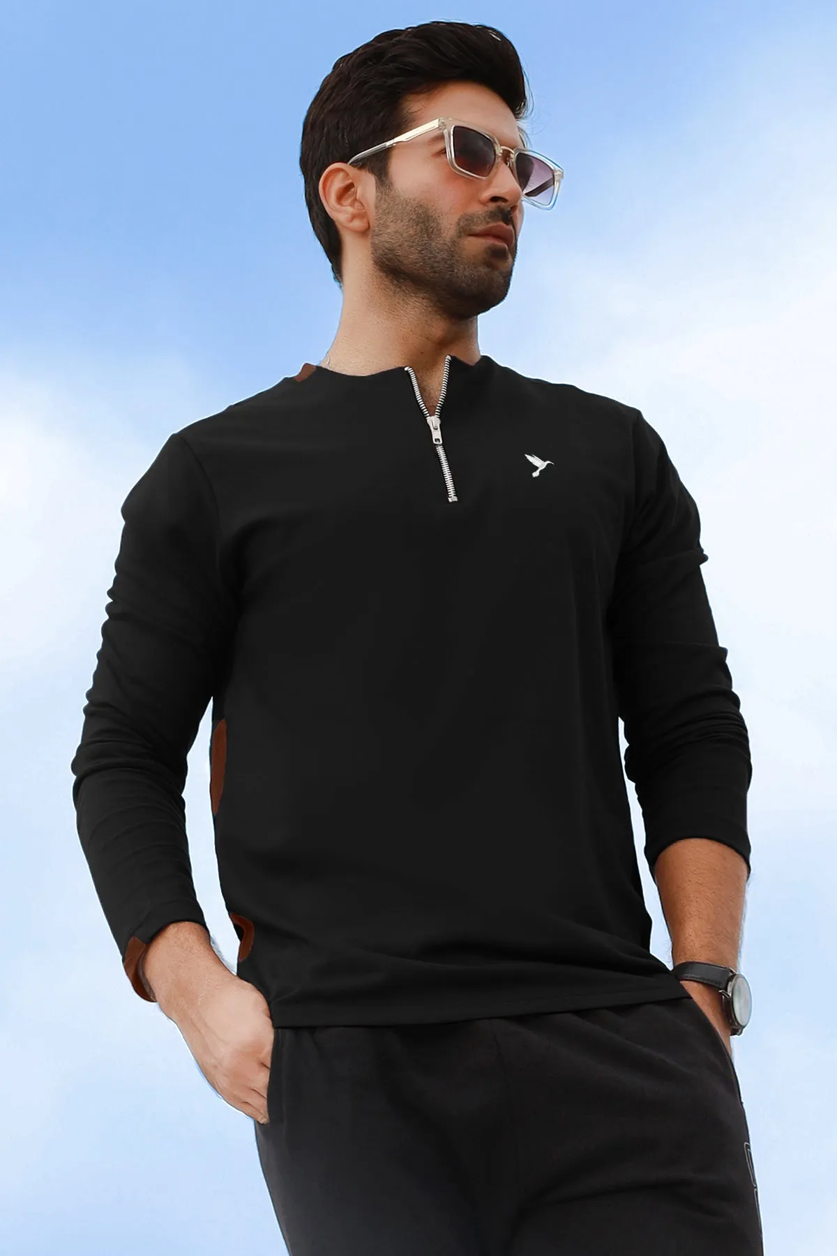 Jet Black Contrast Rib T-Shirt - W22 - MT0215R