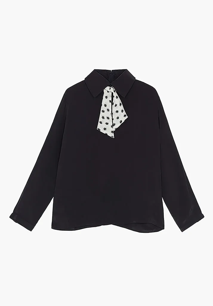 Jude Cravat Style Spellbound Print Blouse In Black