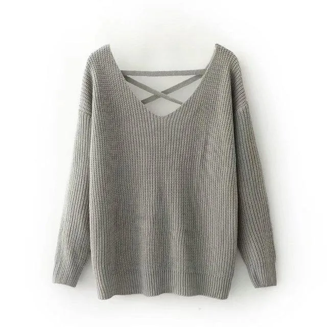 Knit Long Sleeve Backcross Sweater