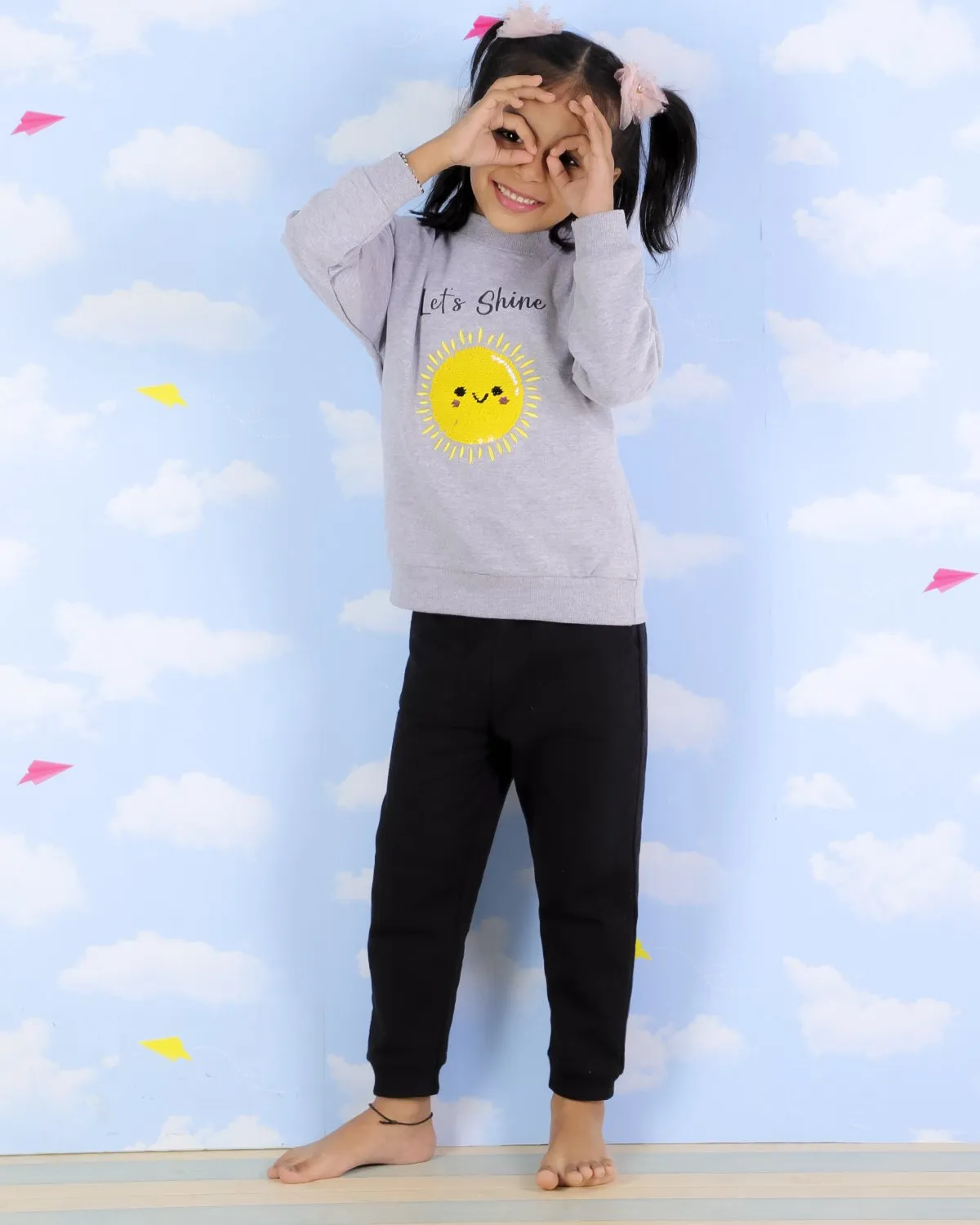 Let's Shine Sweatshirt and Black Sweatpants Combo