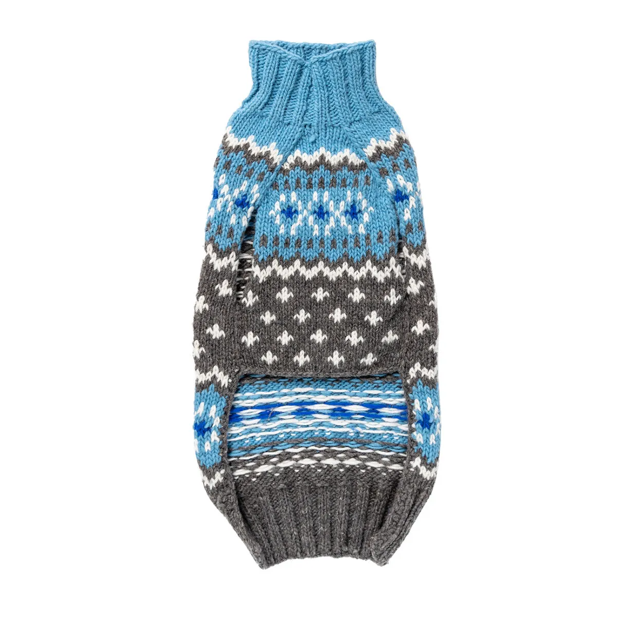 Light Blue Fairisle Wool Dog Sweater