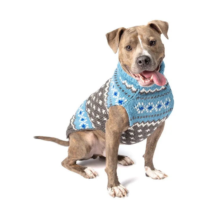 Light Blue Fairisle Wool Dog Sweater