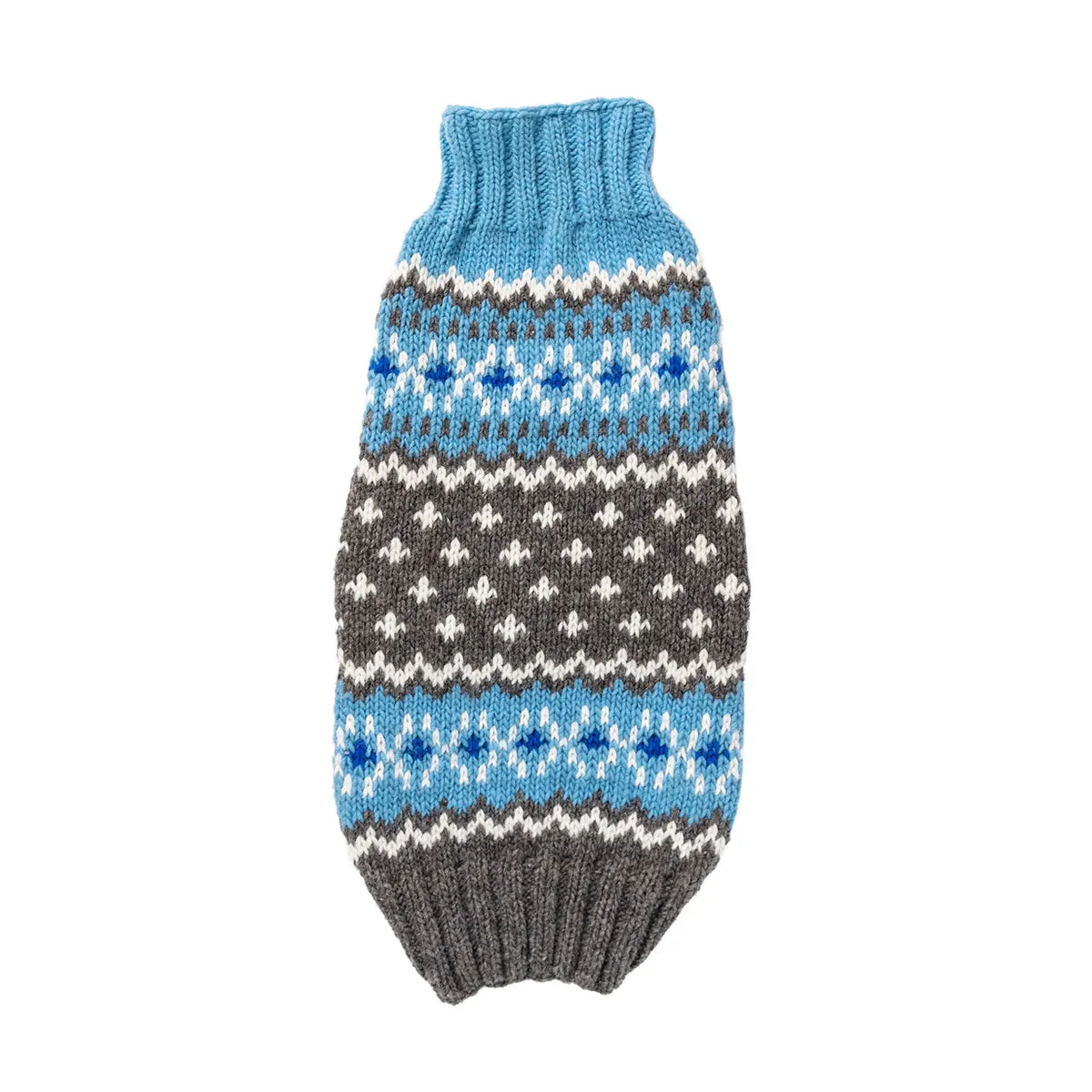 Light Blue Fairisle Wool Dog Sweater