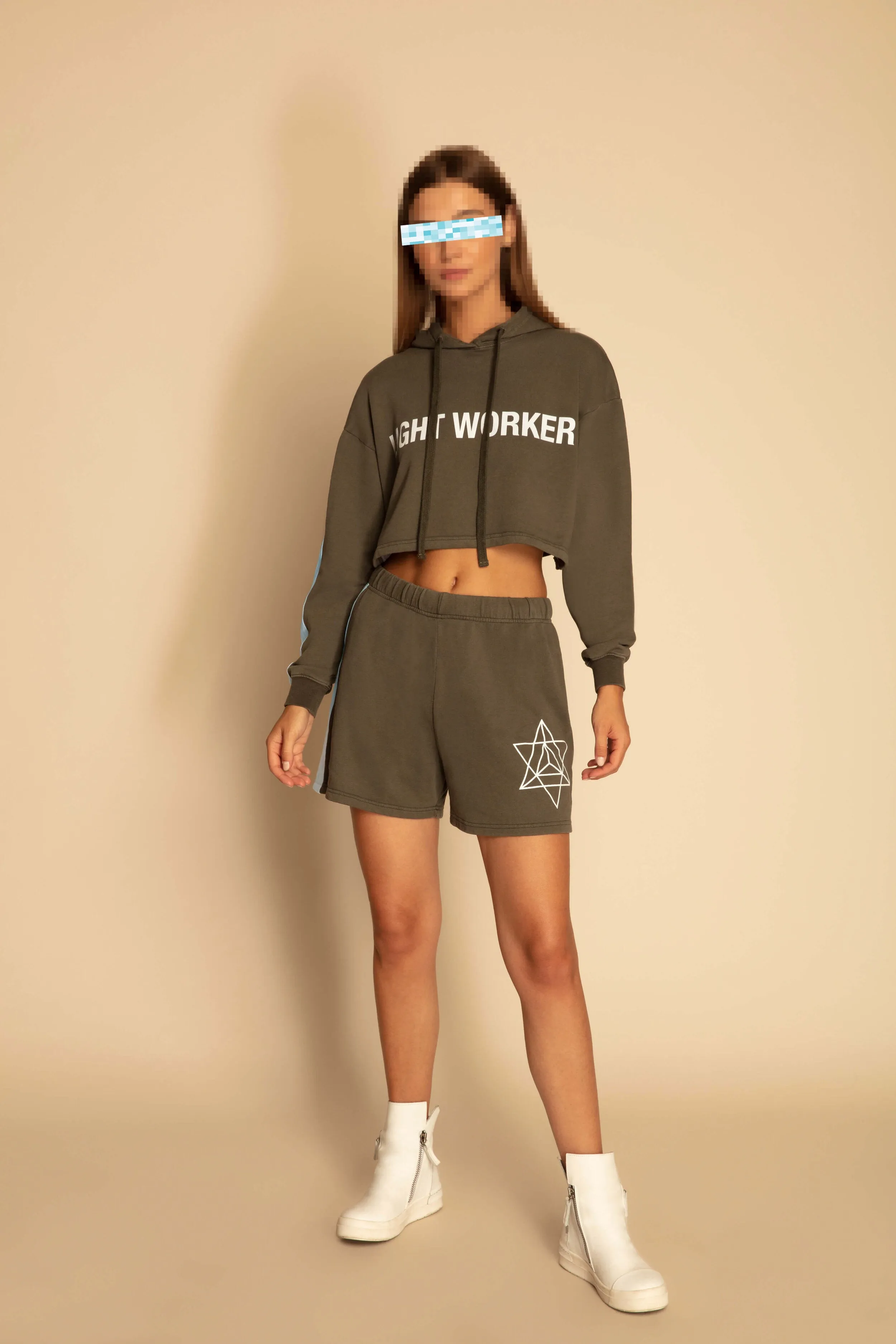 Light Worker Cropped Hoodie in Caladan