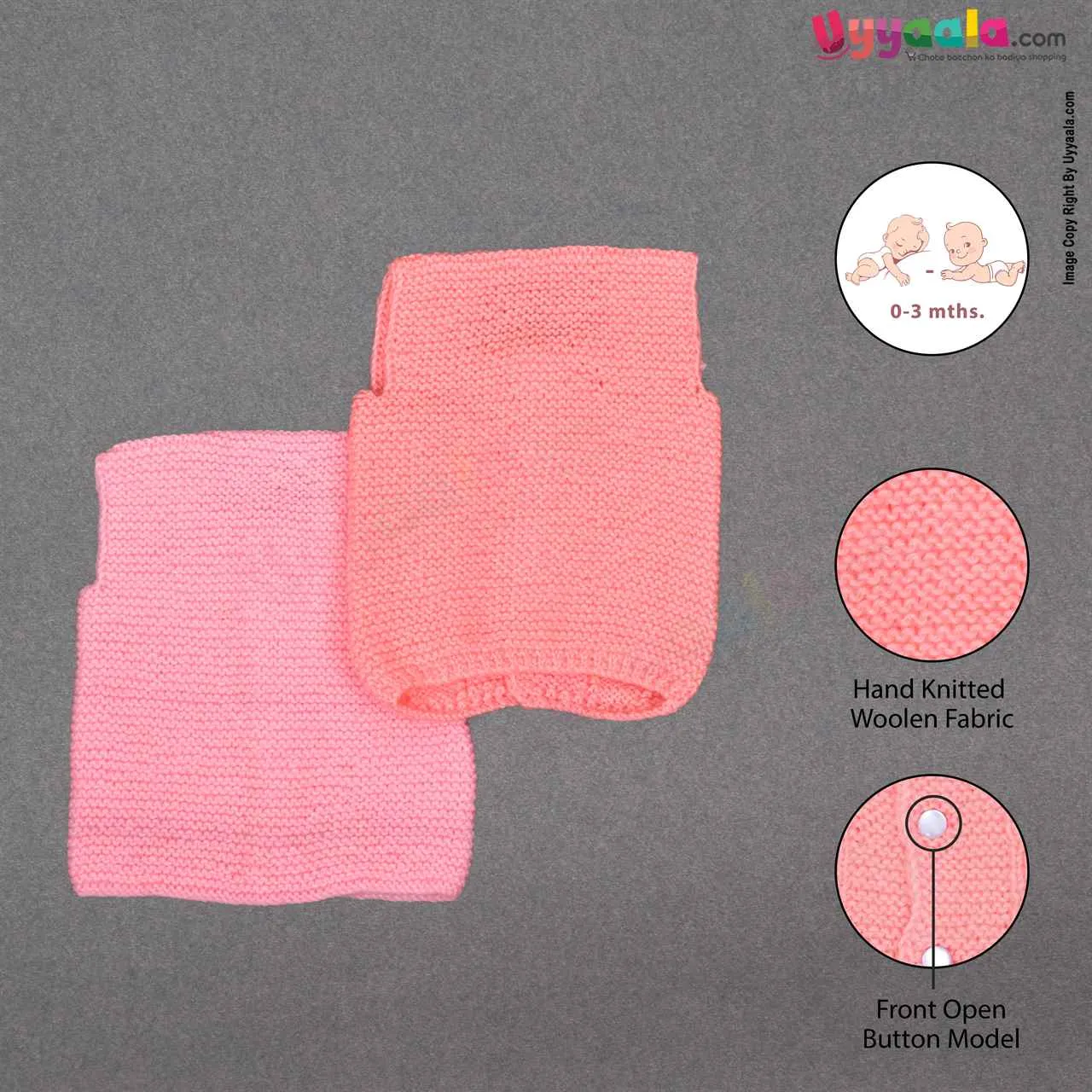 LITTLE ANGELS Sleeveless Front Open Sweater For Babies - Baby Pink & Orange 0-3m pack of 2