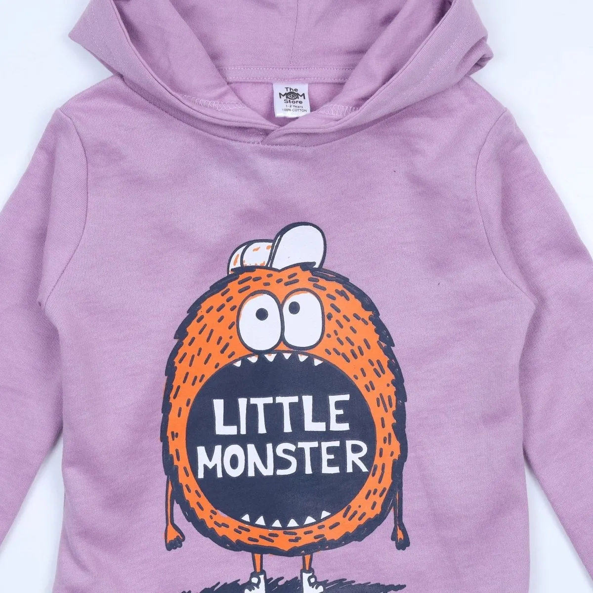 Little Monster Hooded Sweatshirt and Black Sweatpants Combo