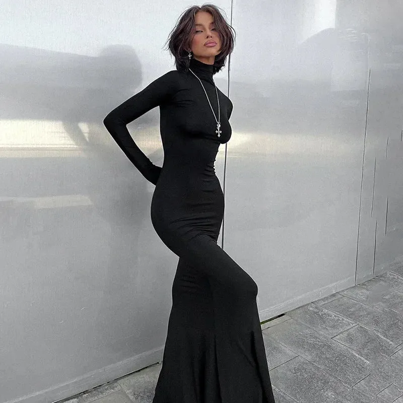 Long Sleeve Maxi Dress with Turtleneck