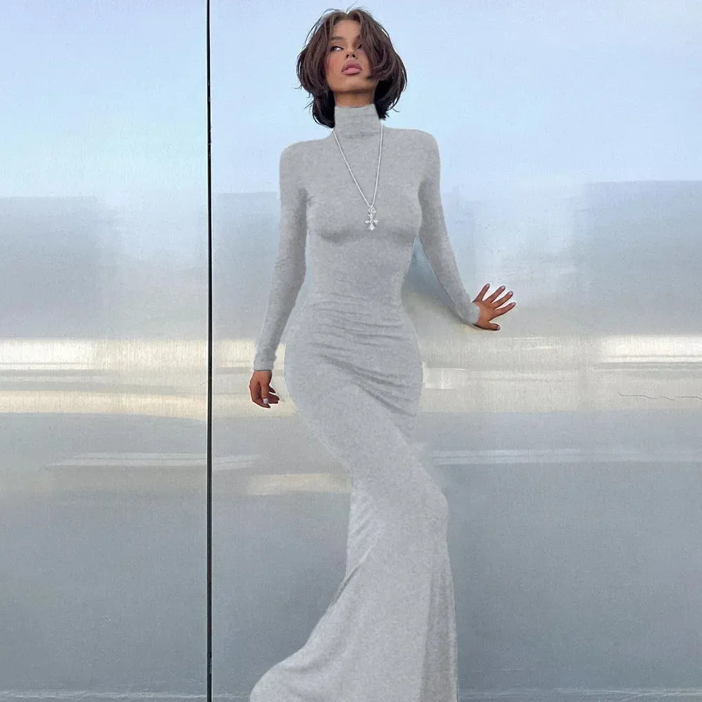 Long Sleeve Maxi Dress with Turtleneck