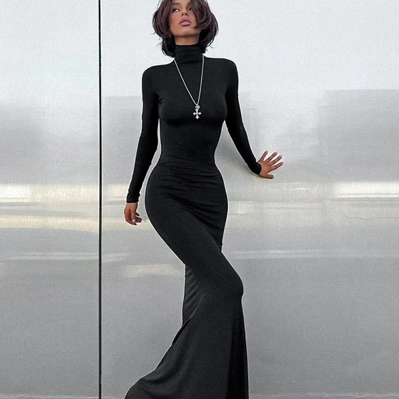 Long Sleeve Maxi Dress with Turtleneck