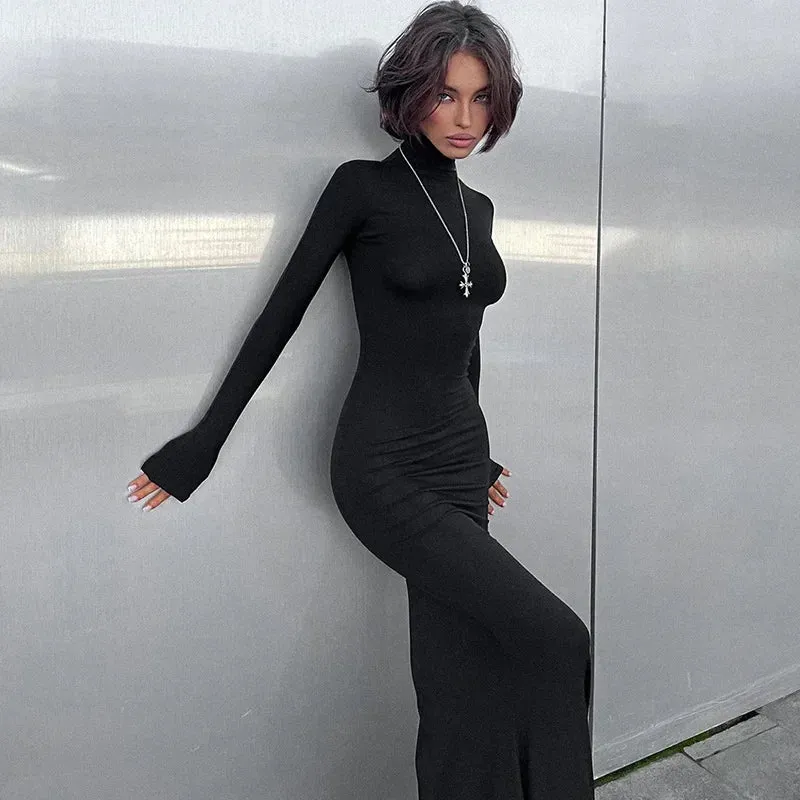 Long Sleeve Maxi Dress with Turtleneck