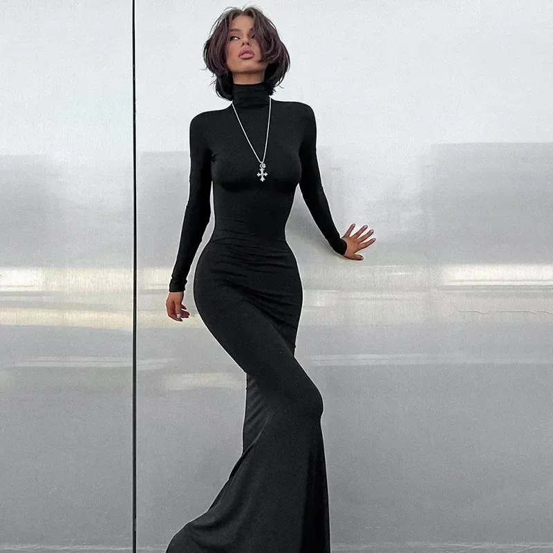 Long Sleeve Maxi Dress with Turtleneck