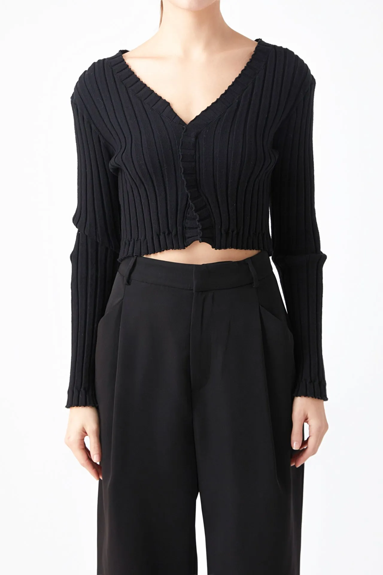 Long Sleeve Ruffled Knit