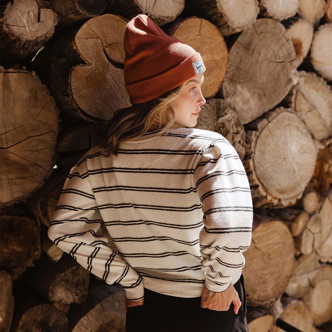 Long Sleeve Sweater, Cream and Black Stripe