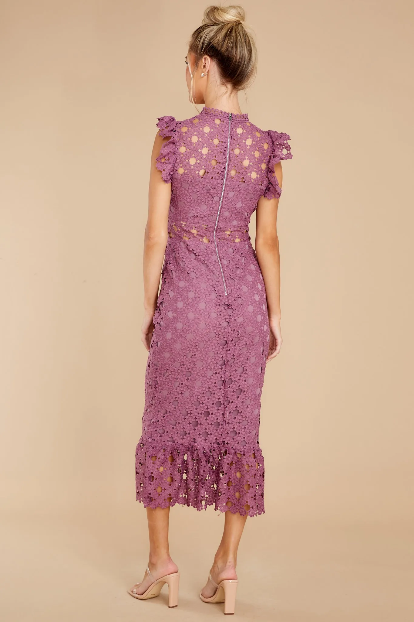 Love's High Hopes Plum Crochet Midi Dress