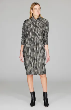 Lurex Knit Tweed Turtleneck Dress